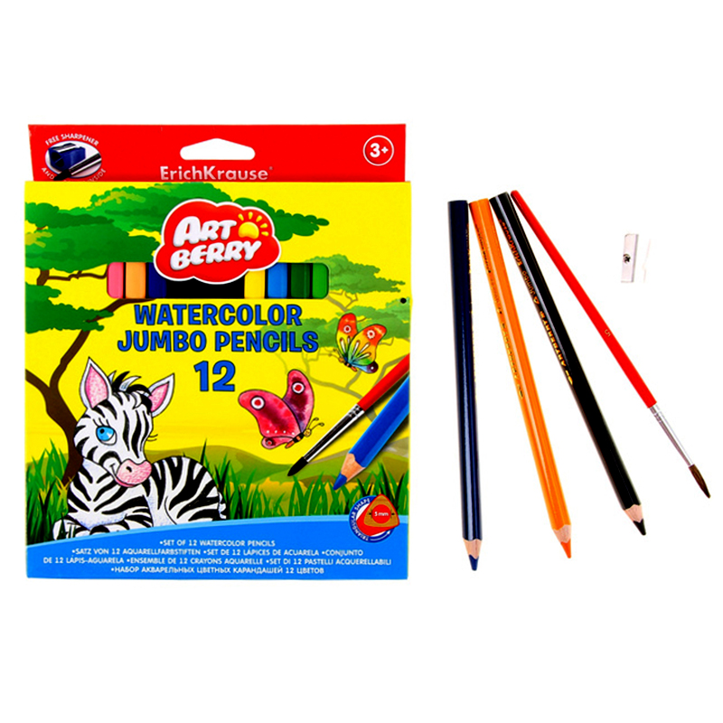 PENCILS ARTBERRY 12CW WATERCOLAR TRIANGULAR JUMBO WITH A POINT AND BRUSH.jpeg