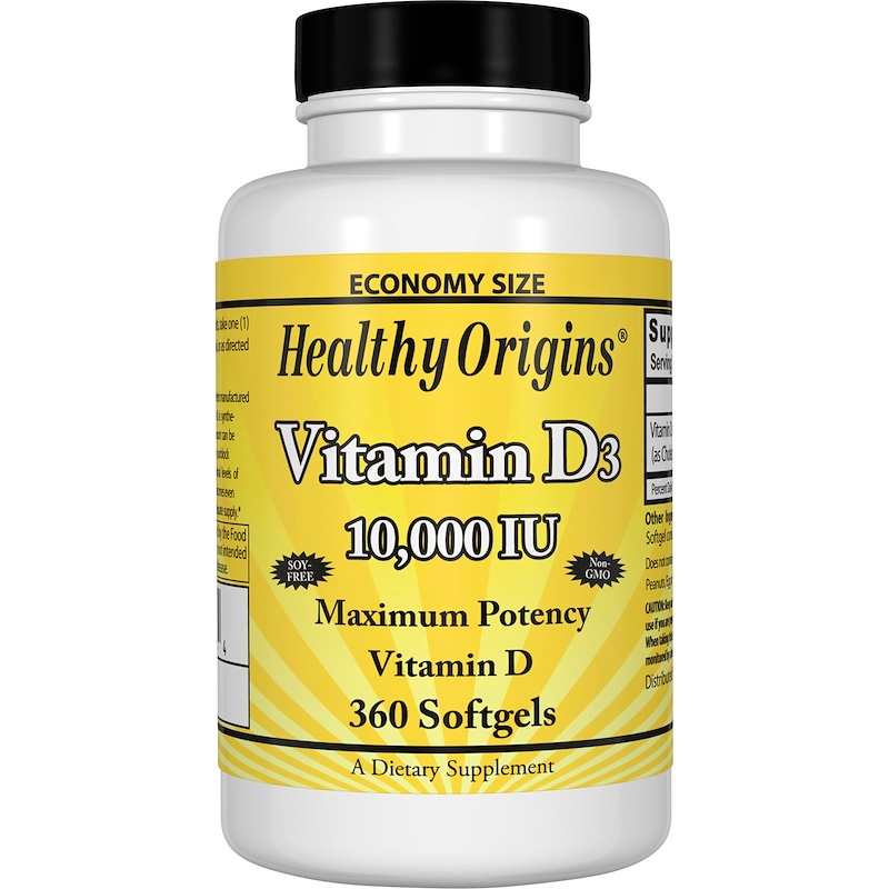 Healthy Origins, Vitamin D3, 10,000 IU, 360 Softgels