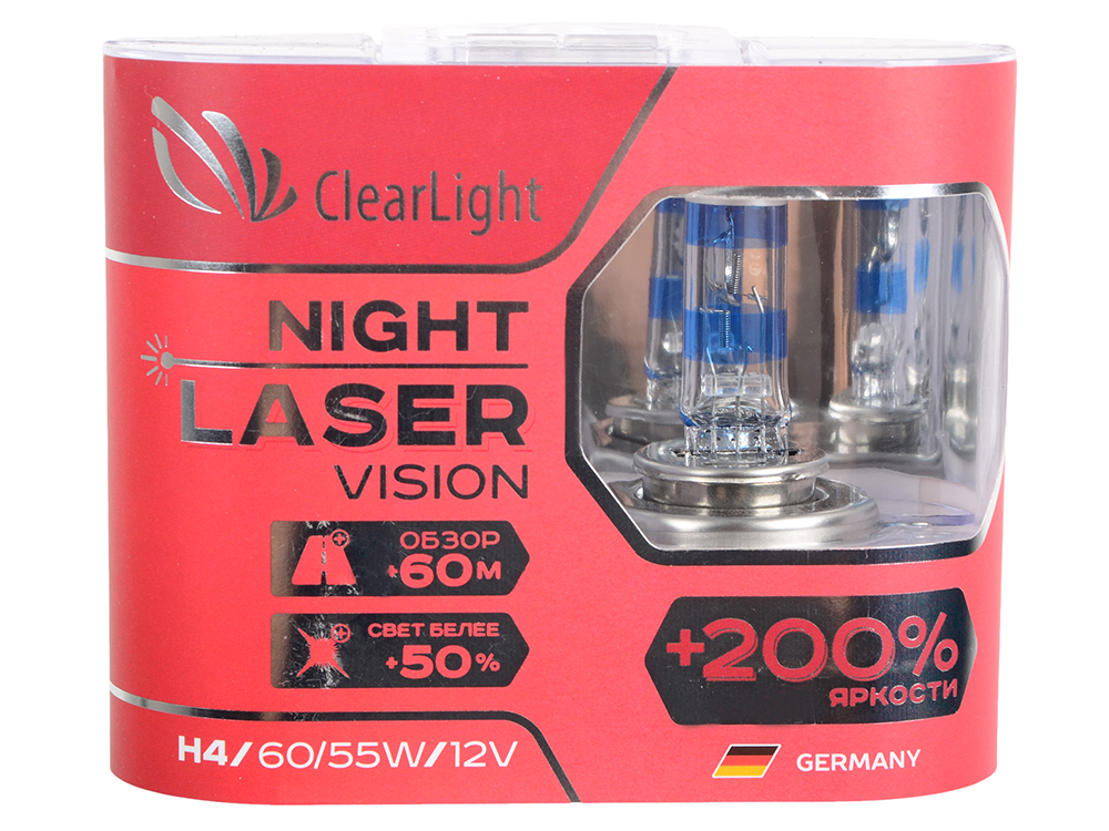 Clearlight Night Laser Vision + 200% Light, H4 base, 12V, 60 / 55W